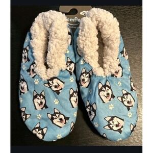 Comfies Siberian Husky Dog Slippers One Size‎ Fits Most Sherpa Lined New